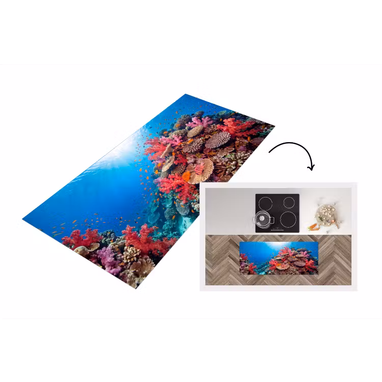 Koraalrif - Vissen - Onderwater - Tropisch - Rood Keukenloper - keukenmat middel -3d