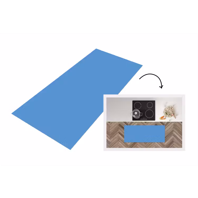 Cornflower - Blue - Blauw Keukenloper - keukenmat middel 536 -3d