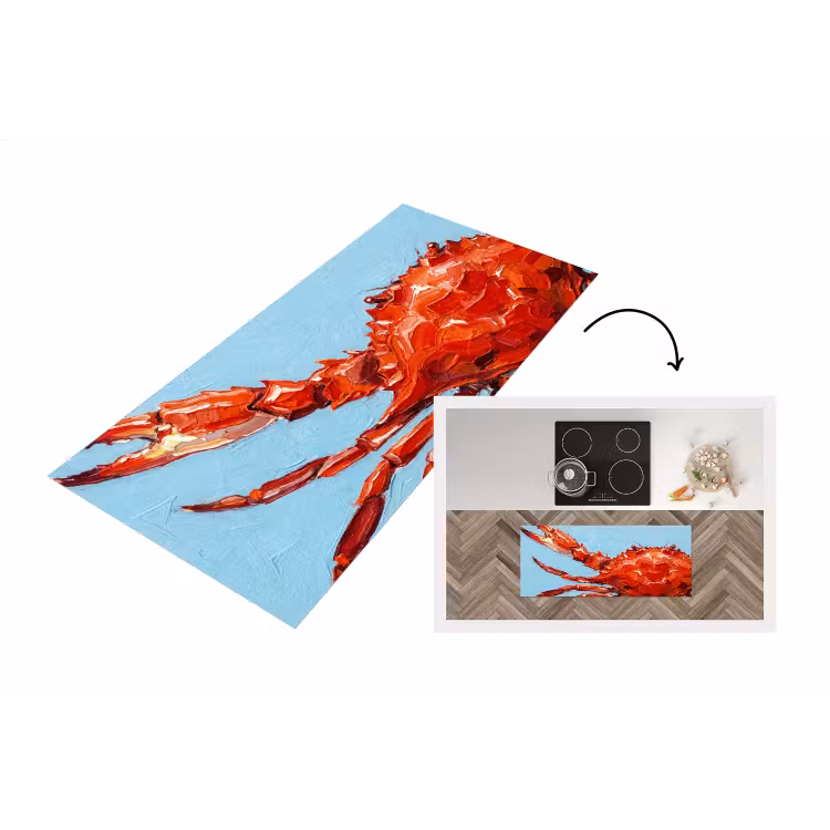 Krab - Zee - Dieren - Abstract - Rood Keukenloper - keukenmat middel -3d