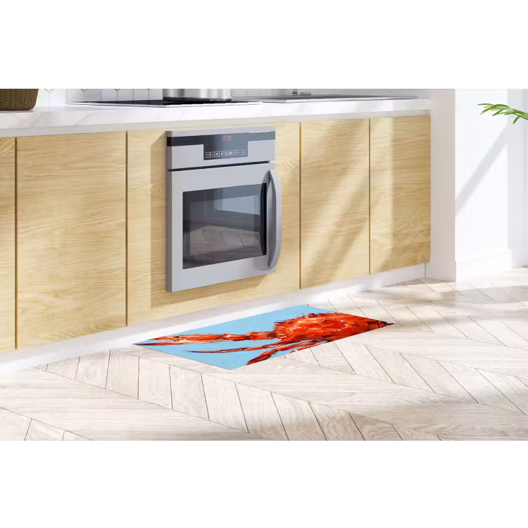 Krab - Zee - Dieren - Abstract - Rood Keukenloper - keukenmat middel -sfeer2