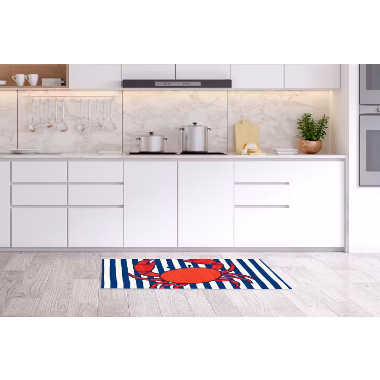 Krab - Strepen - Zeeleven - Illustratie - Rood Keukenloper - keukenmat middel -sfeer3