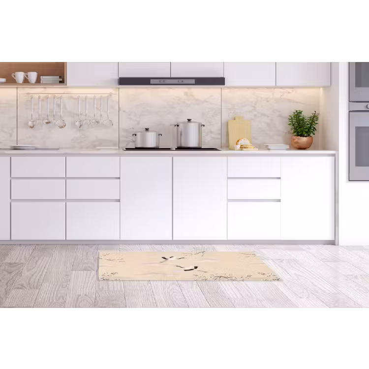 Kraanvogels - Bloesem - Beige Keukenloper - keukenmat middel -sfeer3