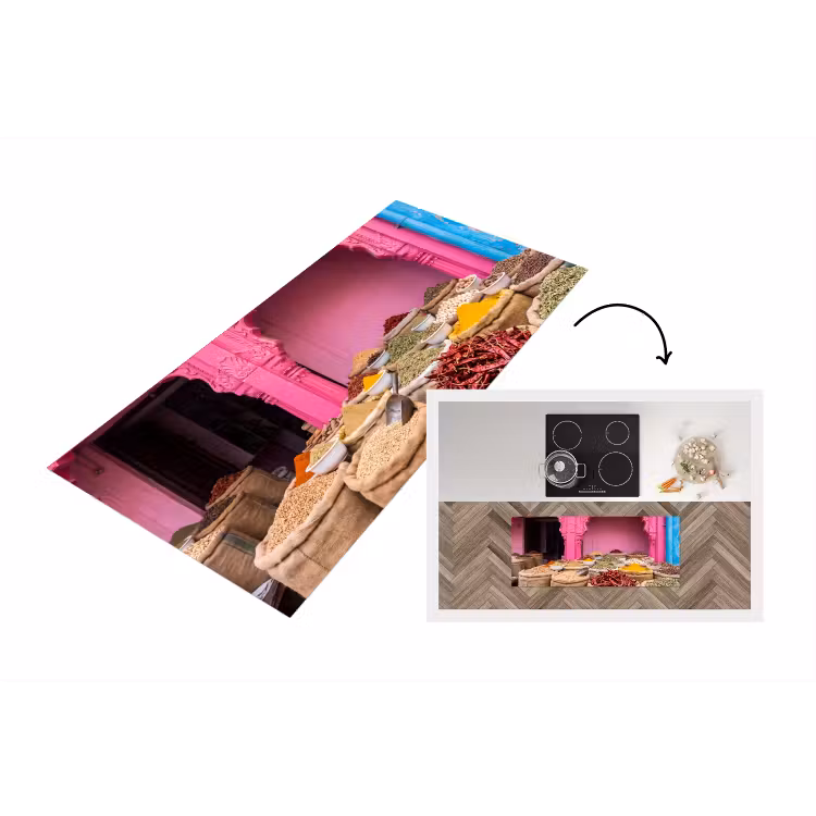 Küchenläufer - Kräuter – Markt – Rosa - Kruiden - Markt - Roze Keukenloper - keukenmat middel