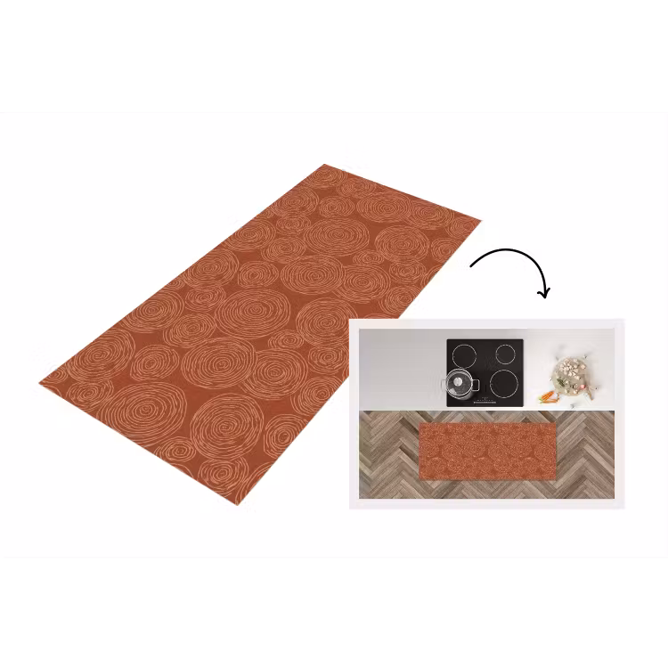 Cirkels - Abstract - Artistiek - Terracotta Keukenloper - keukenmat middel 536 -3d