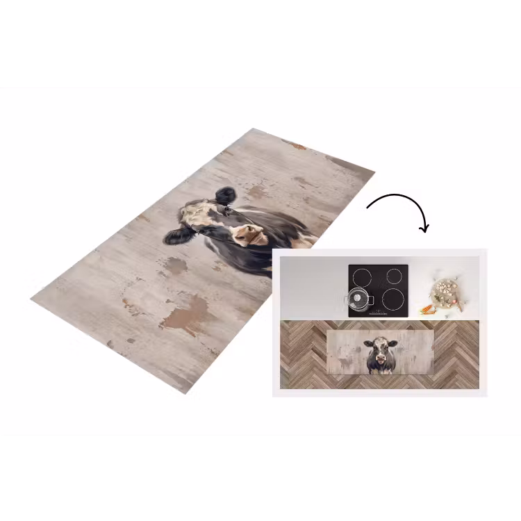 Koe - Portret - Dieren - Modern Keukenloper - keukenmat middel -3d