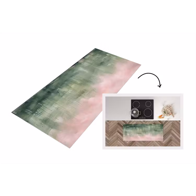 Kunst - Abstract - Modern - Groen - Roze Keukenloper - keukenmat middel -3d