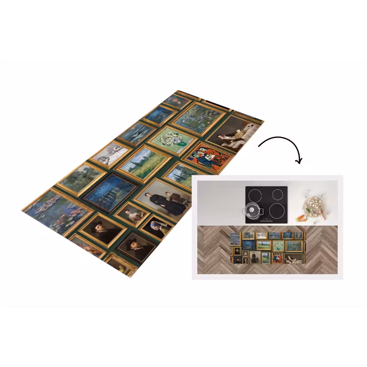 Kunst - Schilderijen - Collectie - Klassiek - Groen Keukenloper - keukenmat middel -3d