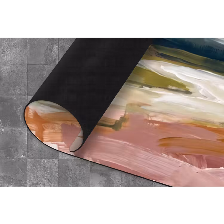Landschap - Rivier - Abstract - Roze - Groen Keukenloper - keukenmat middel -closeup
