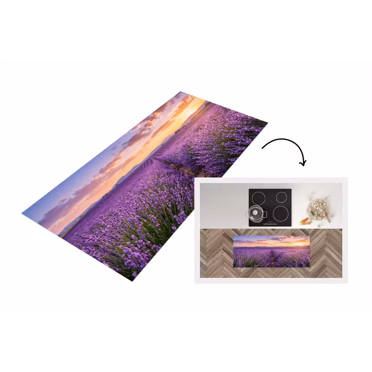 Lavendel - Veld - Natuur - Paars Keukenloper - keukenmat middel -3d