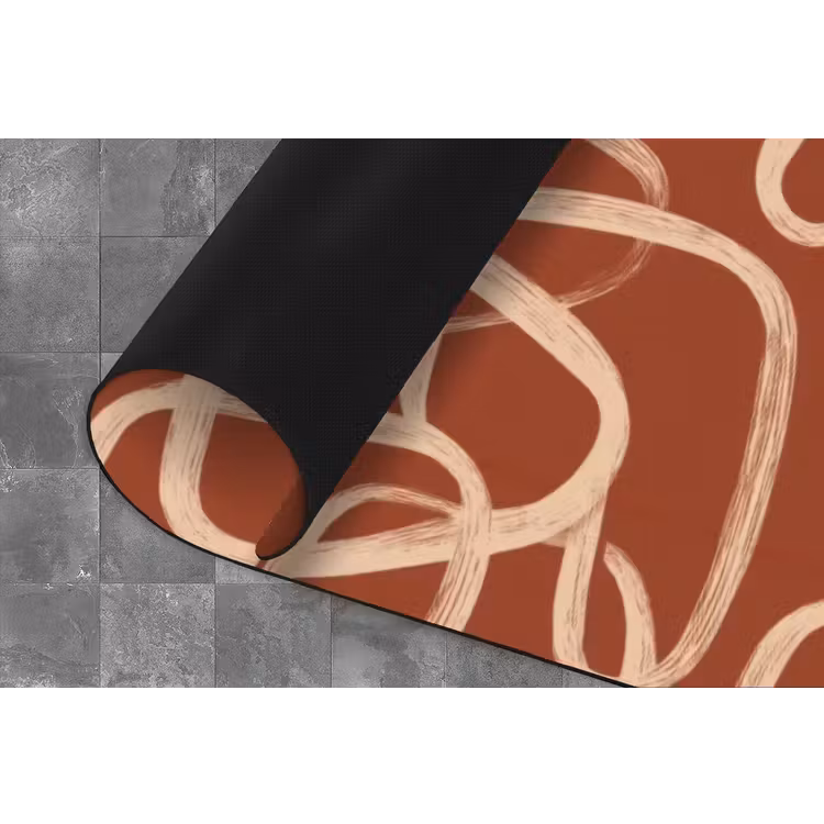 Lijnen - Abstract - Organisch - Terracotta - Crème Keukenloper - keukenmat middel 536 -closeup