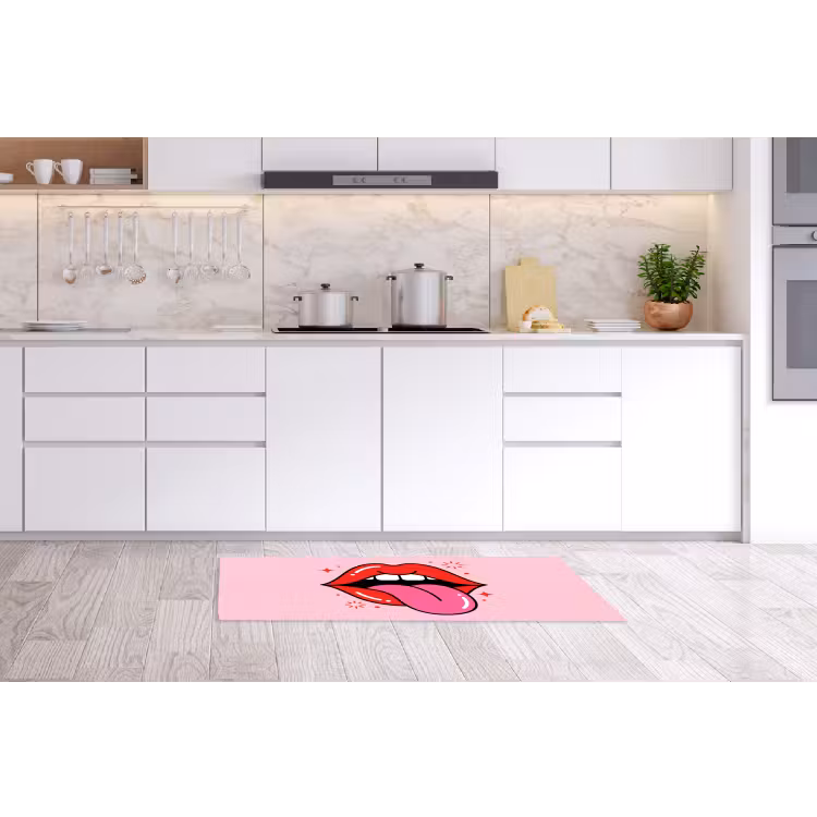 Lippen - Tong - Pop-art - Kleurrijk - Roze Keukenloper - keukenmat middel -sfeer3