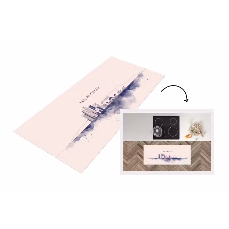 Los Angeles - Skyline - Architectuur - Aquarel - Blauw Keukenloper - keukenmat middel -3d