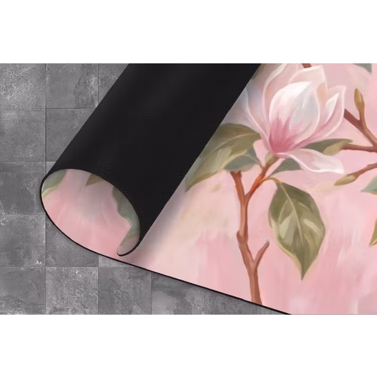 Magnolia's - Patroon - Roze Keukenloper - keukenmat middel -closeup