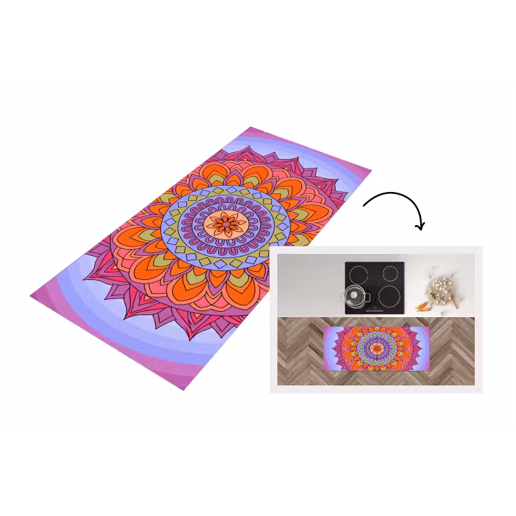 Mandala - Cirkel - Abstract - Kleurrijk - Patroon Keukenloper - keukenmat middel -3d