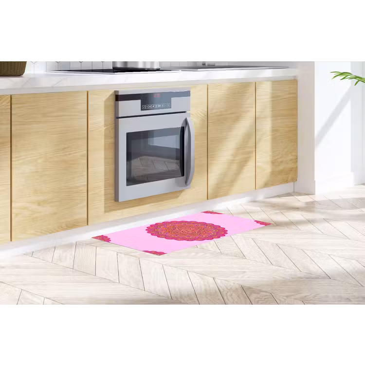 Mandala - Cirkel - Spiritueel - Oosters - Roze Keukenloper - keukenmat middel -sfeer2