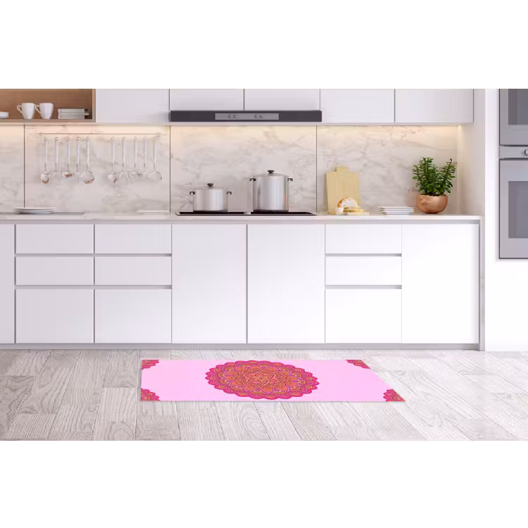 Mandala - Cirkel - Spiritueel - Oosters - Roze Keukenloper - keukenmat middel -sfeer3