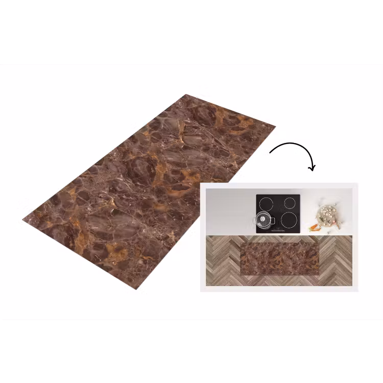 Marmer - Patroon - Natuur - Bruin - Goud Keukenloper - keukenmat middel -3d