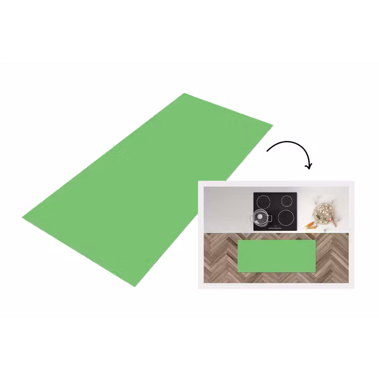 Meadow - Green - Groen Keukenloper - keukenmat middel 536 -3d