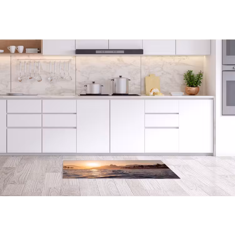 Zee - Golven - Zonsondergang - Kust - Goud Keukenloper - keukenmat middel -sfeer3