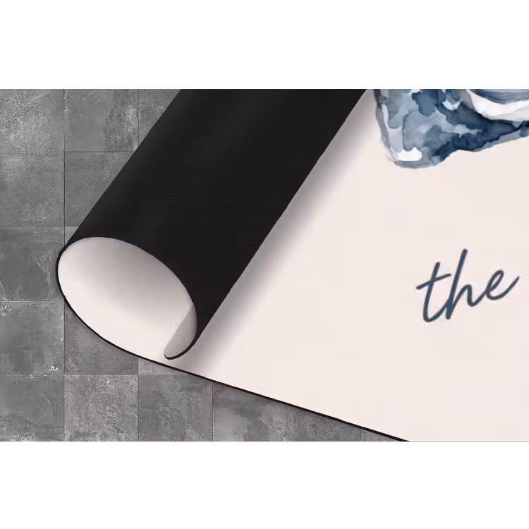 Zeeleven - Oester - Aquarel - Minimalistisch - Blauw Keukenloper - keukenmat middel -closeup