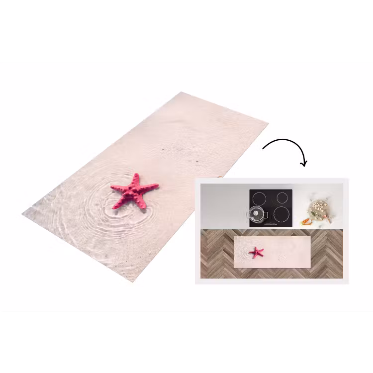 Zeeleven - Zeester - Strand - Roze - Water Keukenloper - keukenmat middel -3d