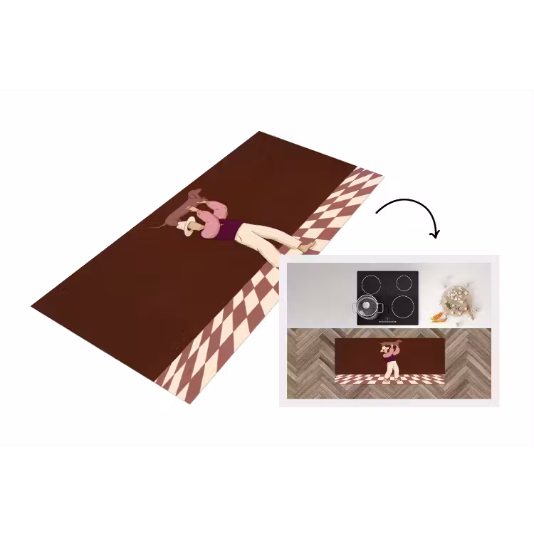 Mens - Hond - Dieren - Abstract - Roze Keukenloper - keukenmat middel -3d