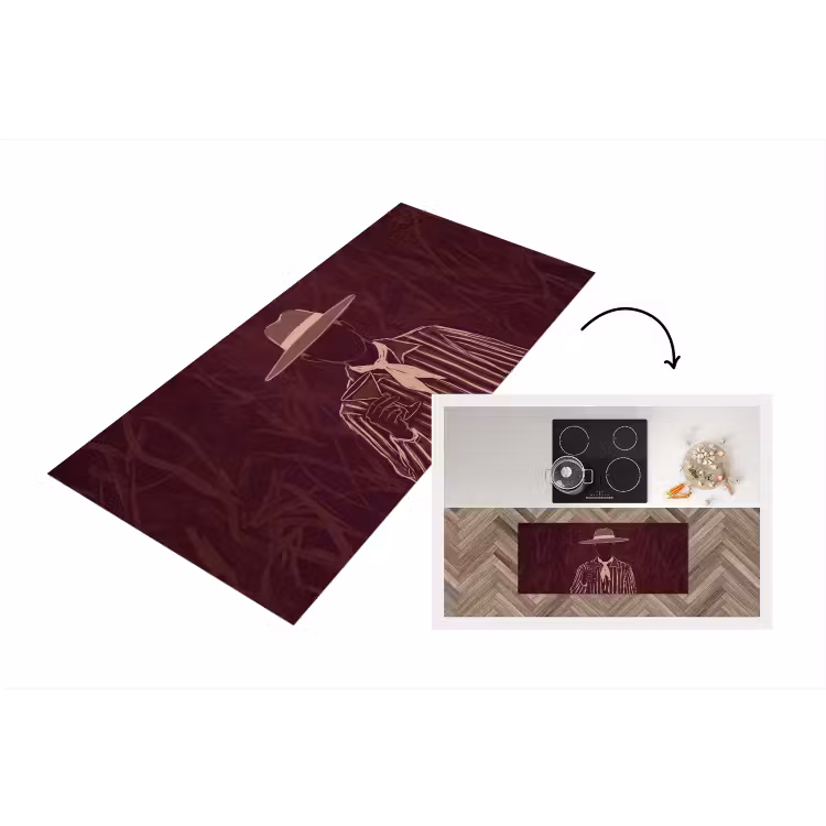Mens - Hoed - Cocktail - Abstract - Bruin Keukenloper - keukenmat middel -3d