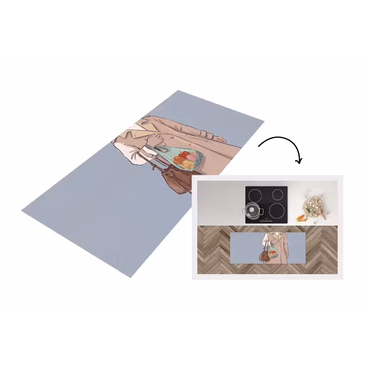 Mensen - Boodschappen - Stadsleven - Modern - Kleurrijk Keukenloper - keukenmat middel -3d