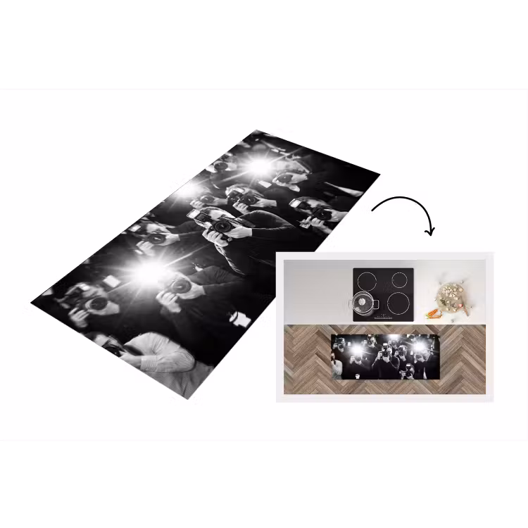 Mensen - Camera - Flitslicht - Zwart-wit - Media Keukenloper - keukenmat middel -3d