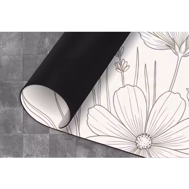 Minimalistisch - Modern - Bloemen - Beige Keukenloper - keukenmat middel -closeup