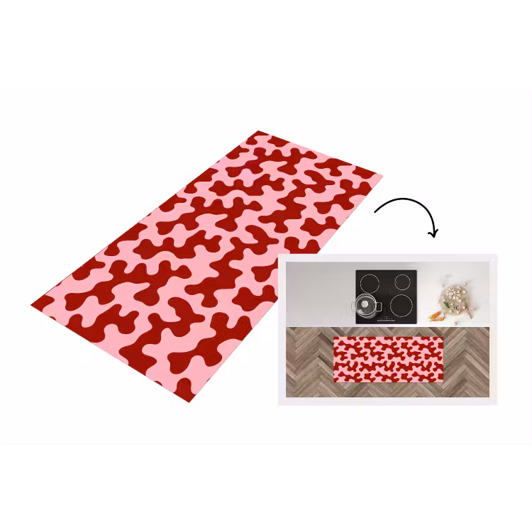 Modern - Abstract - Rood Keukenloper - keukenmat middel 536 -3d