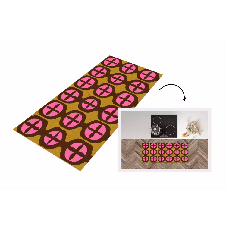 Modern - Patroon - Roze Keukenloper - keukenmat middel 536 -3d