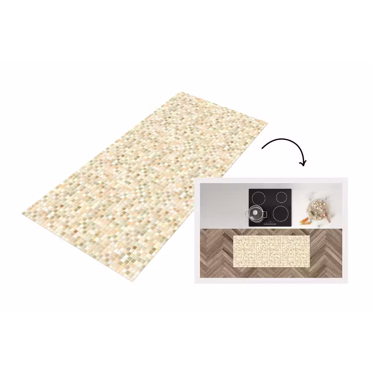 Mozaïek - Patroon - Beige Keukenloper - keukenmat middel 536 -3d