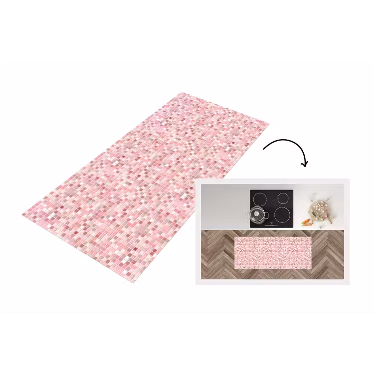 Mozaïek - Patroon - Roze Keukenloper - keukenmat middel 536 -3d