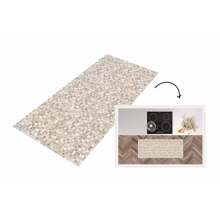 Mozaïek - Patroon- Taupe Keukenloper - keukenmat middel 536 -3d