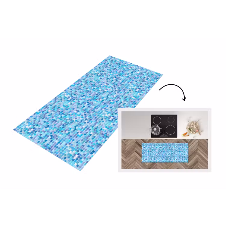 Mozaïek - Patroon - Turquoise Keukenloper - keukenmat middel 536 -3d