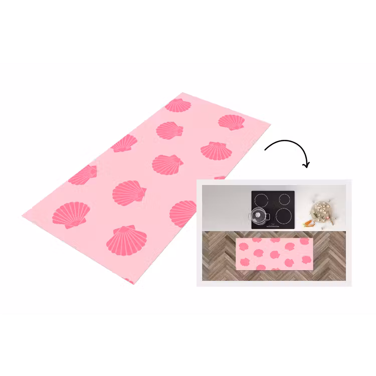 Schelp - Patroon - Zee - Modern - Roze Keukenloper - keukenmat middel -3d