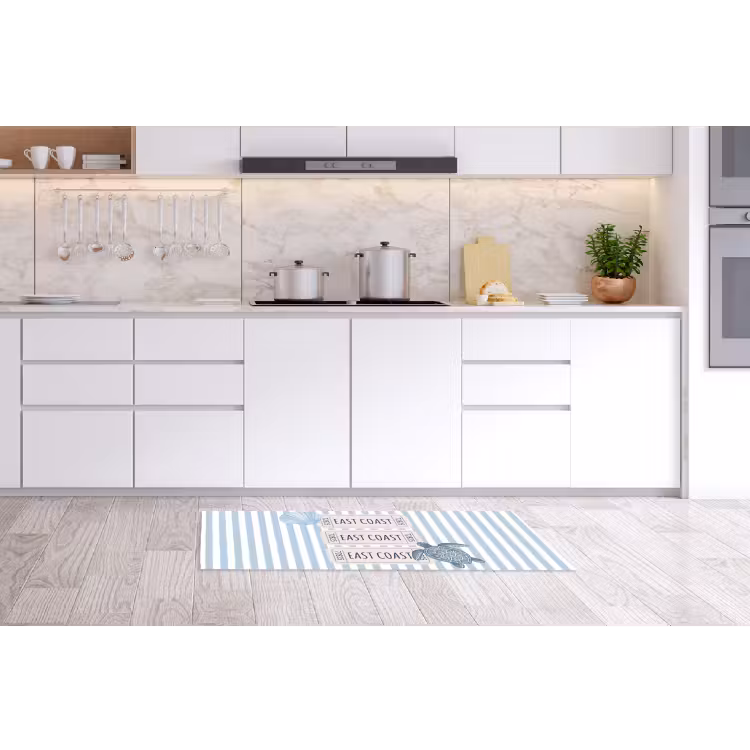Schelp - Oceaan - Kust - Blauw - Illustratie Keukenloper - keukenmat middel -sfeer3