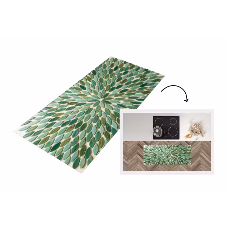 Patroon - Blad - Groen - Abstract Keukenloper - keukenmat middel -3d