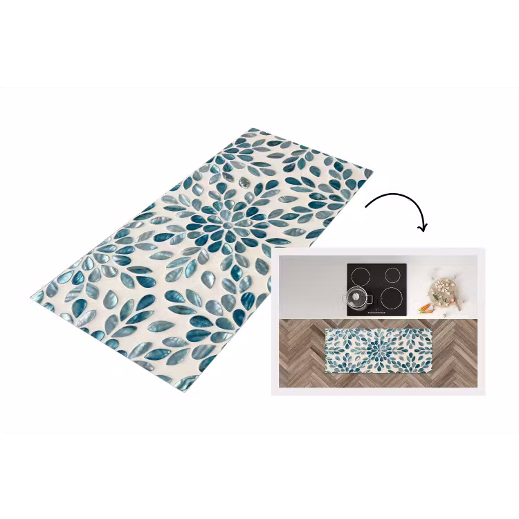 Patroon - Bladeren - Abstract - Modern - Turquoise Keukenloper - keukenmat middel -3d