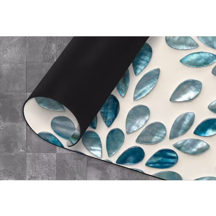 Patroon - Bladeren - Abstract - Modern - Turquoise Keukenloper - keukenmat middel -closeup