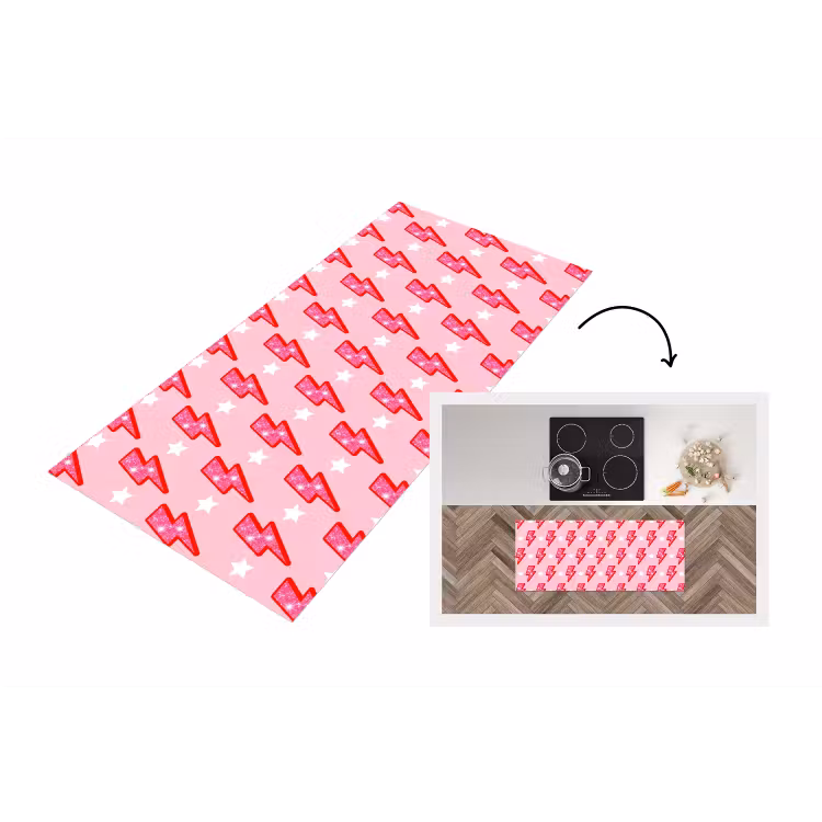 Patroon - Bliksem - Ster - Glitter - Roze Keukenloper - keukenmat middel -3d