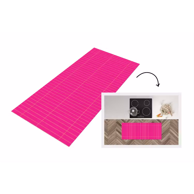 Patroon - Tegel - Magenta - Roze Keukenloper - keukenmat middel 536 -3d