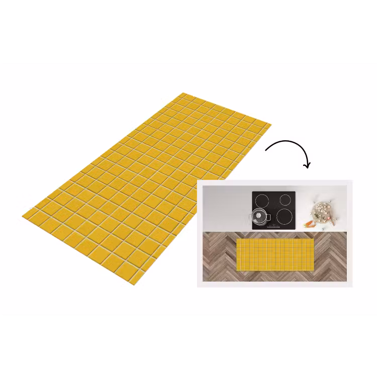 Patroon - Tegel - Okergeel Keukenloper - keukenmat middel 536 -3d