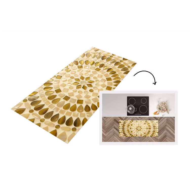 Patroon - Vormen - Mozaïek - Abstract - Goud Keukenloper - keukenmat middel -3d