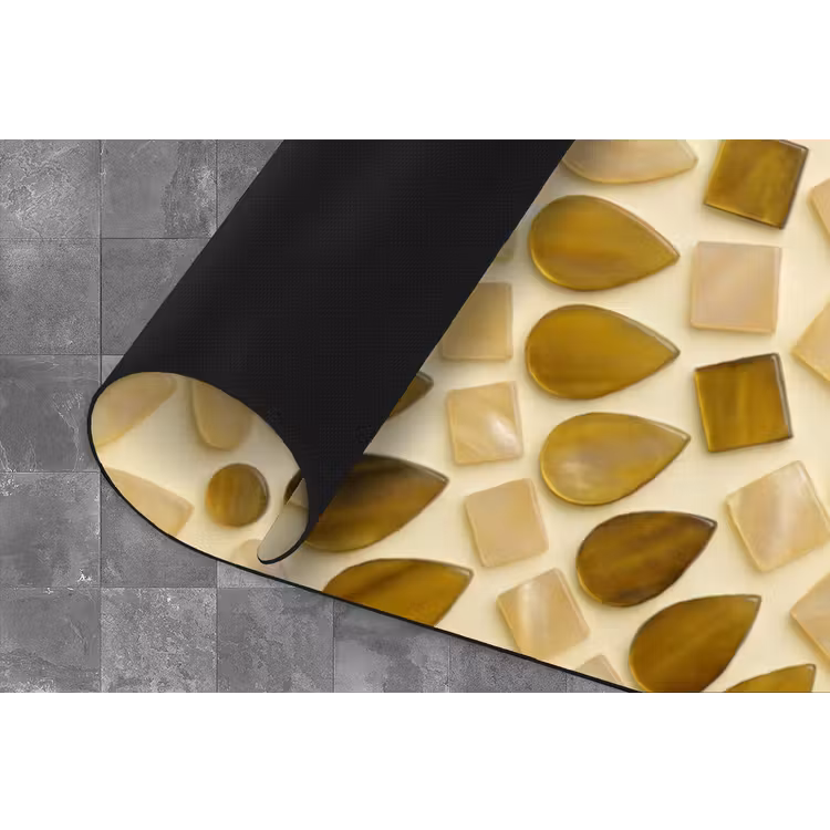 Patroon - Vormen - Mozaïek - Abstract - Goud Keukenloper - keukenmat middel -closeup