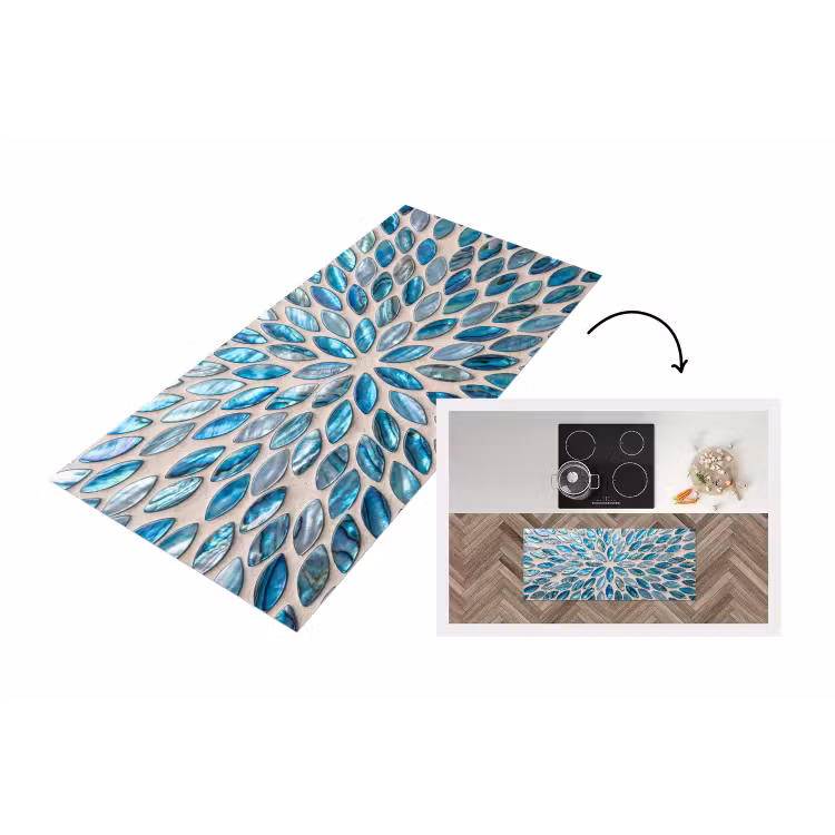 Patroon - Glans - Abstract - Blauw - Decoratie Keukenloper - keukenmat middel -3d