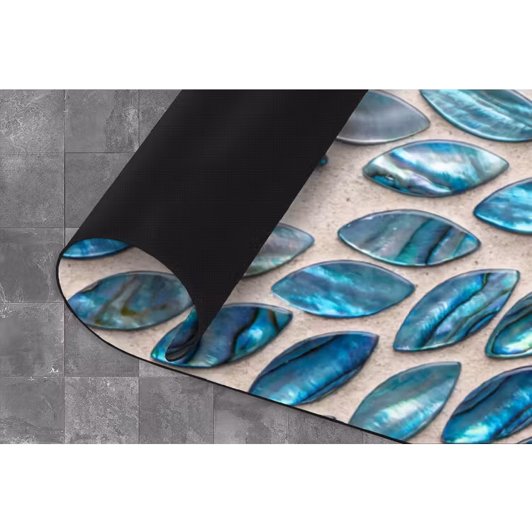 Patroon - Glans - Abstract - Blauw - Decoratie Keukenloper - keukenmat middel -closeup