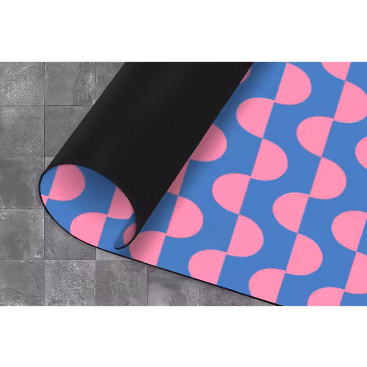 Patroon - Halve cirkels - Abstract - Modern - Roze - Blauw Keukenloper - keukenmat middel -closeup