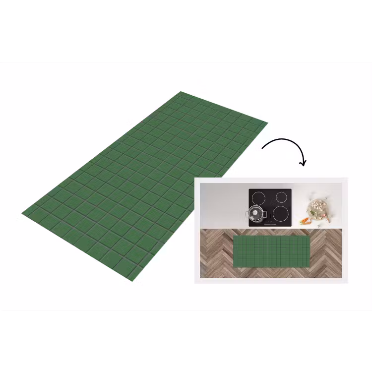 Patroon - Tegels - Groen Keukenloper - keukenmat middel 536 -3d